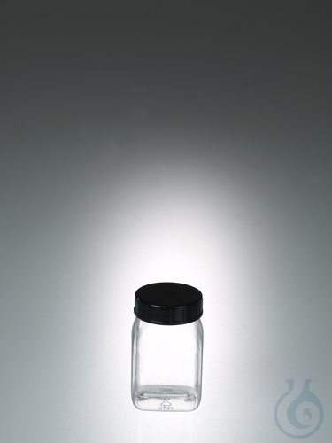 Weithalsdose vierkant, PETG glasklar, 100 ml, m.V.