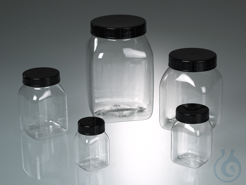 Weithalsdose vierkant, PETG glasklar, 100 ml, m.V.