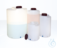 Mixing/dosing container, open.Ø 150mm, 200l, w/cap The containers close completely tight. They...