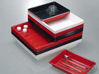 Photographic tray, shallow, w/o ribs, red, 14x19cm These photographic trays made of PVC are...