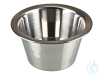 Laboratory bowl, conical/flat bottom, 304, 330 ml This cylindrical, stainless...