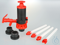 PumpMaster canister- and barrel pump cpl., w. 3 stopper, EPDM, red  Drum pump PumpMaster, for...