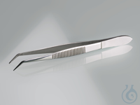 Forceps, stainless steel, sharp, bent form, 130 mm The stainless steel forceps with angled shape...
