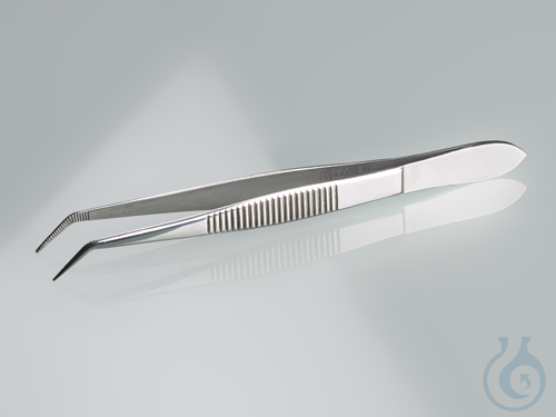 Pinzette Edelstahl spitz, abgewinkelte Form, 105mm