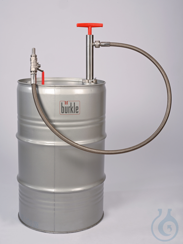 Stainless steel barrel pump w/d. hose/stopc.,91cm