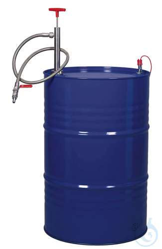 Stainless steel barrel pump w/d. hose/stopc.,36cm