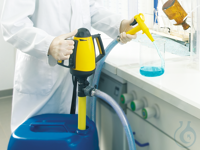 Laboratory pump, with mains operation immersion depth 70 cm, tube-Ø 32 mm, max. 75 l/m.