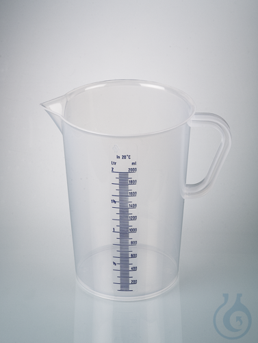 Messbecher m. Henkel, PP, 2000ml, erh. blaue Skala