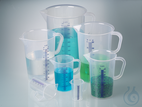 Messbecher m. Henkel, PP, 100 ml, erh. blaue Skala
