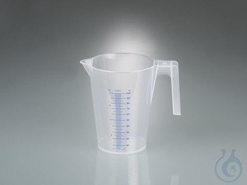 Graduated beaker, stackable, PP, 1000ml, w/ handle