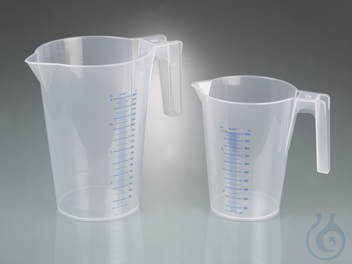 Graduated beaker, stackable, PP, 1000ml, w/ handle