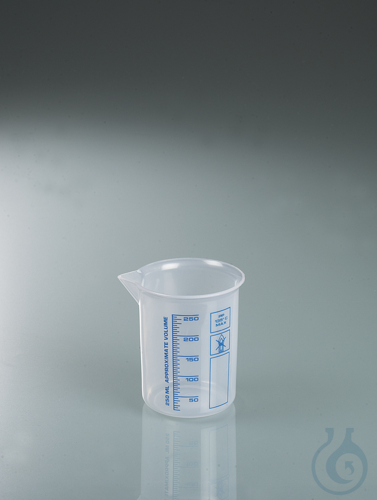 Laborbecher, Griffinbecher PP, 250 ml, blaue Skala