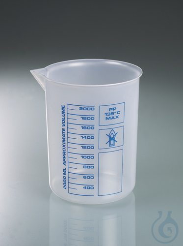 Laboratory/ Griffin beaker PP, 5000 ml, blue scale
