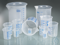 Labo beker, griffin beker PP blauwe graduering 500 ml PP, hoog transparant Blauwe opgedrukte...