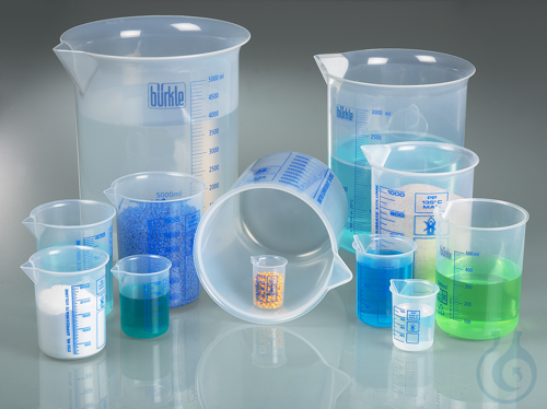 Laborbecher, Griffinbecher PP, 250 ml, blaue Skala