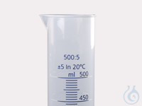 Maatcilinder in PP, hoge vorm met blauwe schaalverdeling in reliëf 1000 ml PP, Hoog transparant...