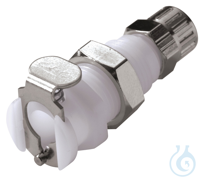 CPC coupling PP, female, w/ valve, mount. screw