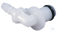 CPC coupling POM, male, w/ valve, angled, Ø 6,4 mm