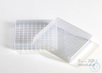 EPPi® Kryobox 0.5 / 10x10 Fächer, transparent, Höhe 34 mm fix, mit Codierung, PP.