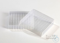 EPPi® cryobox 1.0 / 10x10 compartimenten, transparant, hoogte 40 mm vast, met...