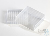 EPPi® cryobox 2.0 / 10x10 compartimenten, transparant, hoogte 53 mm vast, met...