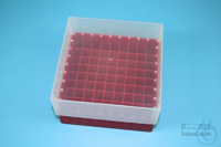 EPPi® Box 75 / 9x9 divider, red, height 75 mm fix, alpha-num. ID code, PP.