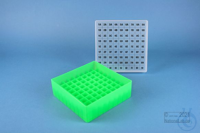 EPPi® Box 50 / 9x9 divider, neon-green, height 52 mm fix, alpha-num. ID code,...