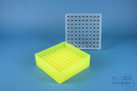 EPPi® Box 50 / 9x9 divider, neon-yellow, height 52 mm fix, alpha-num. ID...