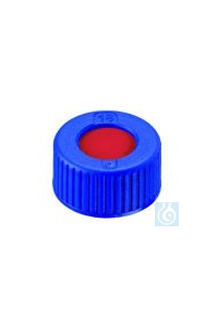 LLG-Screw caps N 9, blue PP, center hole, PTFE red/Silicone white/PTFE red,...