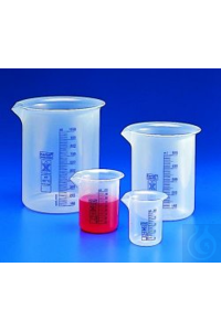 Messbecher 25 ml, PP niedrige Form, blau graduiert autoklavierbar bis 121°C...