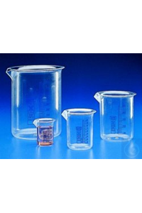 Becher 25 ml, PMP(TPX) niedrige Form, blau graduiert autoklavierbar  Becher,...