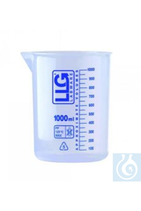 LLG-Griffinbecher 1000 ml, PP ISO 7056, blaue Skala VE=2 LLG-Griffinbecher, PP Aus transparentem...