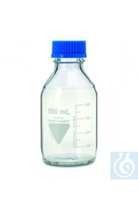 Laboratory bottles 250 ml with blue cap and ring, boro 3.3, GL 45, pack of 10...