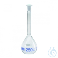Messkolben 50 ml, DURAN, Kl.A NS 14/23 mit Poly-Stopfen, KB, blau graduiert...