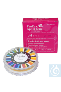 Indikatorpapier pH 1-11 Rolle, dreifarbig (Gradeinteilung 1,0)...