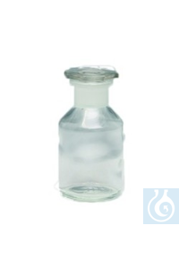 Steilbrustflaschen mit NS, farblos, Weithals, 50 ml Mit Glasstopfen Inhalt: 1 Stück