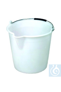 Industrie-Eimer, LDPE weiß, mit Metallbügel, 9 l für Transport, Umfüllen und Mischen.  Sicheres...