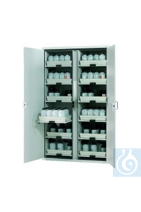 Säure- und Laugenschrank SL.196.060MH, mit 4 Tablarauszügen und Kunststoffauffangwannen 2...