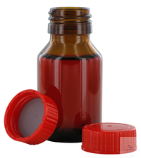behrotest sampling bottle 50 ml, brown glass, narrow neck with PTFE coated...