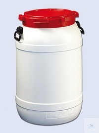 behroplast wide neck barrel 3.6 l, white with red screw lid