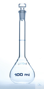 Messkolben aus Quarzglas 100ml mit NS 12/21 Hülse und Stopfen