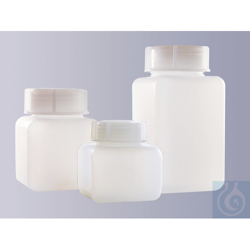 Wide neck bottle, HDPE, square, natural, withou...