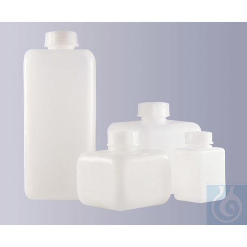 Enghals-Flasche, HDPE, vierkant, Natur, ohne Ve...