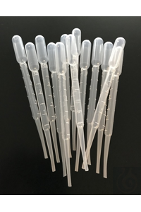 Pasteur pipettes LDPE, bulb volume 3,5 ml, total L 150 mm, graduation 3:0,5 ml Pasteur pipettes...