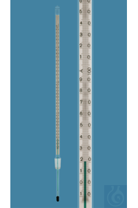 Thermometer with standard ground joint NS 14,5/23, similar to DIN, enclosed scale, -10+360:1°C,...