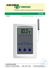 Electronic digital therm. ad 15 lab, -50...+200:0,1°C, switchable °F, max/min function, semi...