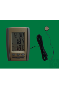 Electronic indoor thermomometer, Thermo Clock, with clock date and outdoor...