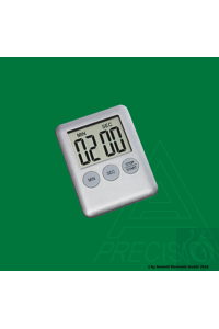 Kurzzeitmesser, 99 min 59 sek., mit Magnet, mit Stoppuhr, Gehäuse silber, 70x53x8mm