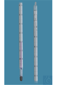 General purpose thermometer, enclosed scale, -10/0+250:1°C, capillary prismatic colourless, blue...