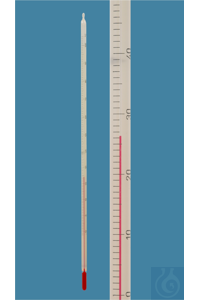 General purpose thermometer, solid stem, -10/0+100:1°C, white backed, red special liquid,...